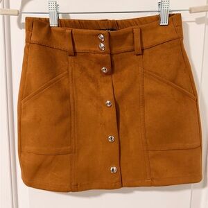Bershka Camel Button-Down Mini Skirt